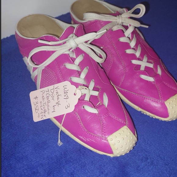 RARE VINTAGE CHRISTIAN DIOR BY JOHN GALLIANO PINK TROTTER SNEAKERS - Picture 8 of 10